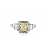 2.03Ct tw Fancy Yellow Radiant Cut Diamond Engagement Ring